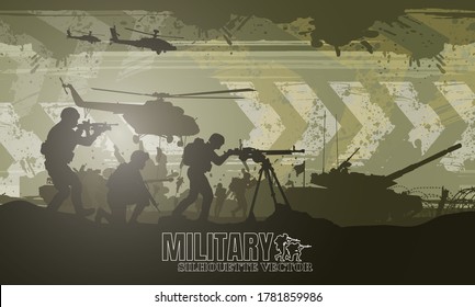 Military Vector Illustration, Army Background, Soldiers Silhouettes, Happy Veterans Day .