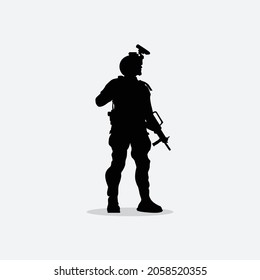 Military vector illustration, Army background, soldiers silhouettes.Vector Policeman Tactical Shoot Illustration.