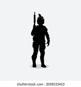 Ilustración de vectores militares, antecedentes del ejército, siluetas de soldados.Ilustración de disparos tácticos de policías vectores.