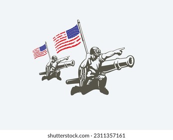 Ilustración de vectores militares, antecedentes del ejército, siluetas de soldados, Día de la Bandera .
