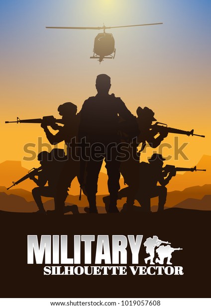 軍のベクターイラスト 陸軍の背景 兵士のシルエット 砲兵 騎兵 空挺 軍医 のベクター画像素材 ロイヤリティフリー