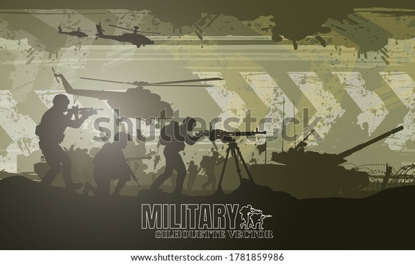 Military vector illustration, Army\
background, soldiers silhouettes, Happy veterans day\
.