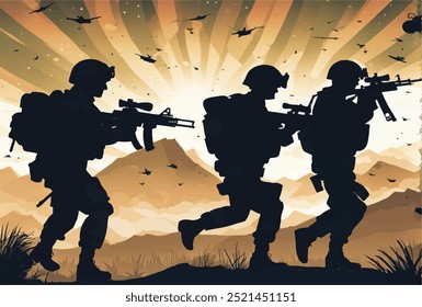 Militar ilustração vetorial de combate ao exército.
