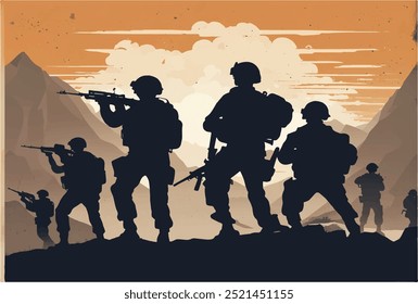 Militar ilustração vetorial de combate ao exército.
