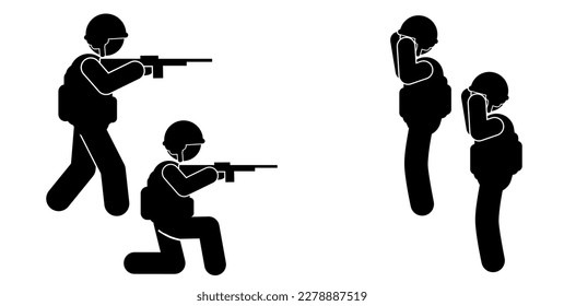 Military vector illustration, Army soldiers, Military silhouettes ,war illustration
