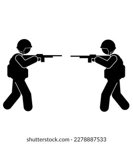 Military vector illustration, Army soldiers, Military silhouettes ,war illustration
