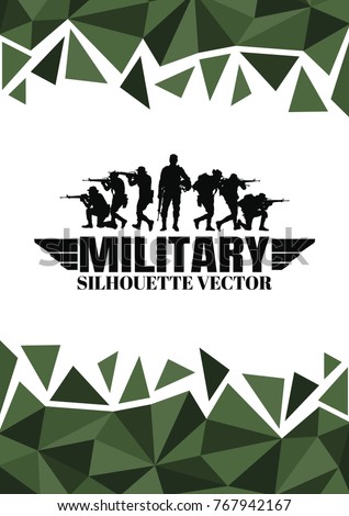 Military vector illustration, Army soldiers, Military silhouettes background.