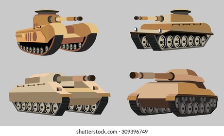 Military Vector tanks image design set.  