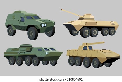 Military Vector tanks image design set.  