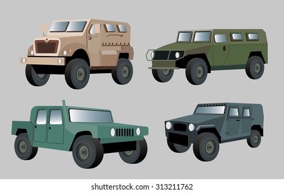 Military Vector tanks image design set.  
