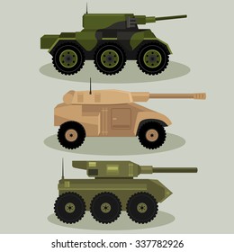 Military Vector tanks image design set in different variations for your design, illustration needs.