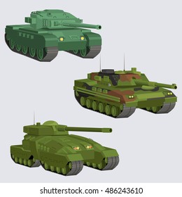 Military Vector tanks image design set in different variations for your design, illustration needs.