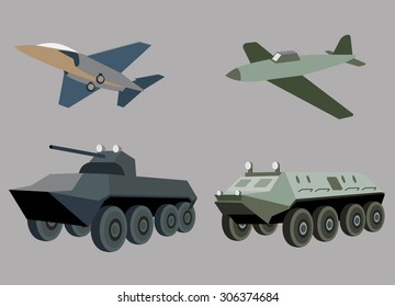 Military Vector transportation image design set.  