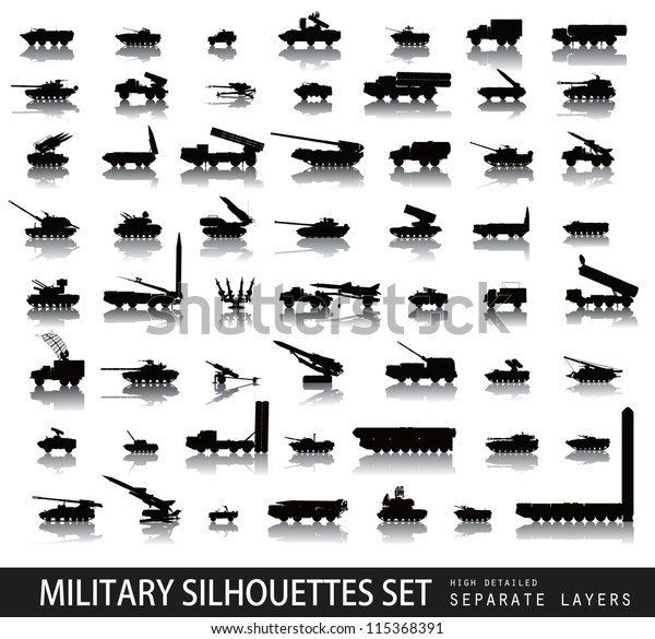 Military Vectors Tanks Vehicles Detailed Silhouettes Stock Vector ...