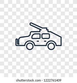 Military vehicle concept vector linear icon isolated on transparent background, Military vehicle concept transparency concept in outline style