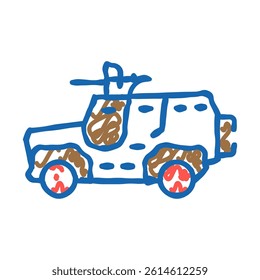 military vehicle doodle icon sketch vector. military vehicle sign. isolated symbol illustration