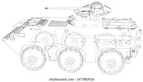 Military vehicle. EPS10 format. Vector created of 3d.