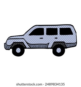 Military vehicle halftone icon hand drawn color vector illustration