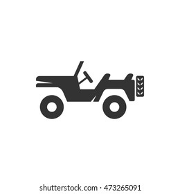 Military Vehicle Icon In Single Color. Off Road 4x4 War Country Road