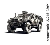 A military vehicle on a white background. Isolate on a white background.