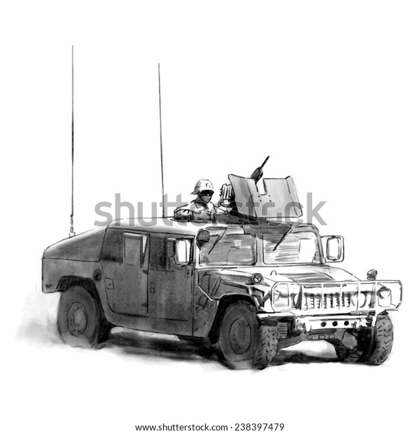 Military Vehicle Vector Drawing Isolated On Stock Vector (Royalty Free ...