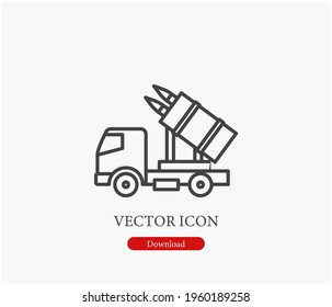 Military vehicle vector icon.  Editable stroke. Symbol in Line Art Style for Design, Presentation, Website or Apps Elements, Logo. Pixel vector graphics - Vector