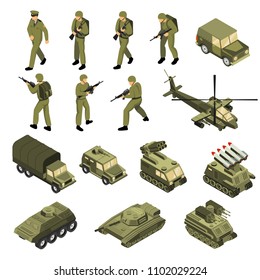 Military vehicles soldiers commanders set of isolated tactical transport units and fighting entities with human characters vector illustration Military vehicles soldiers commanders set of isolated tactical transport units and fighting entities with human characters vector illustration