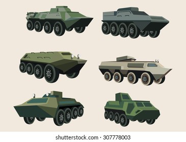 Military vehicles Vector image design set for your design, illustration,  label,  poster,  sticker, sign and other decoration needs. 
