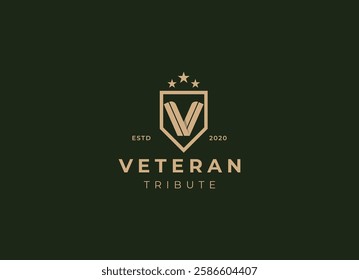 Military Veteran Army Patriotic Emblem Badge Label logo design vector illustration