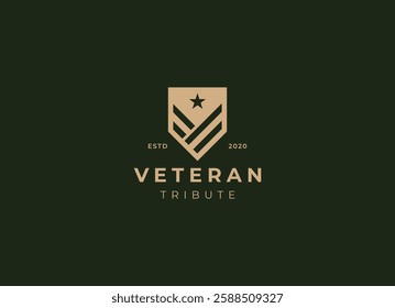 Military Veteran Army Patriotic Emblem Badge Label logo design vector illustration