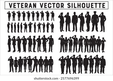 Military Veteran Silhouette Vector Collection