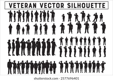 Military Veteran Silhouette Vector Collection