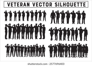 Military Veteran Silhouette Vector Collection