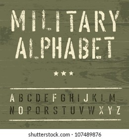 Military Vintage Alphabet. Vector, EPS10