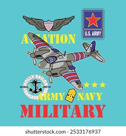 military vintage design typography, graphics tshirt printing