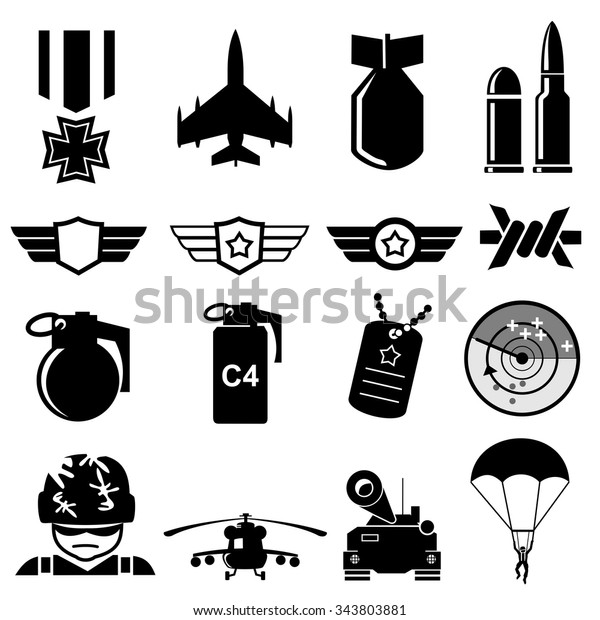 Military War Icons Vector Stock Vector (Royalty Free) 343803881