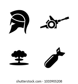Military and War. Simple Related Vector Icons Set for Video, Mobile Apps, Web Sites, Print Projects and Your Design. Black Flat Illustration on White Background.