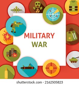Plantilla de guerra militar. Ilustración vectorial de los símbolos del ejército.
