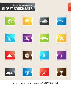 Military and war vector bookmark icons for your design