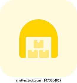 Military warehouse storage facility with package boxes