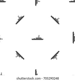 Military warship pattern repeat seamless in black color for any design. Vector geometric illustration