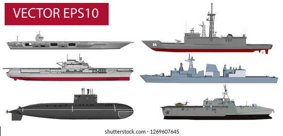 Military Warship Vector Set