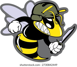 Military wasp with the knife vector