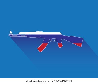 Armamento militar con bandera rusa. dibujo vectorial
