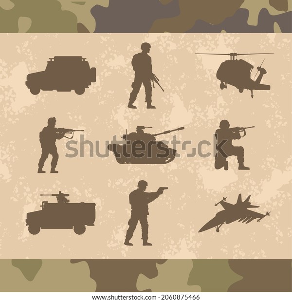military weaponry\
silhouettes nine\
icons