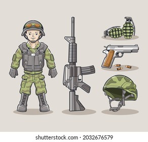 Militär mit Rüstungsset