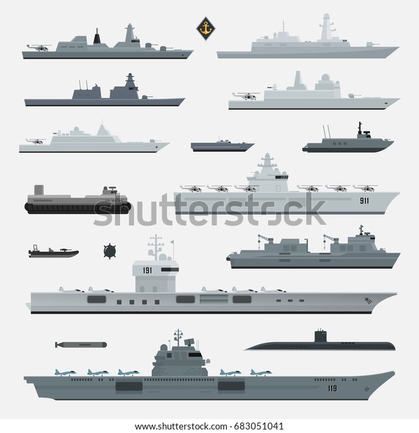 Military Weapons Navy Battleship Vector Illustration Stock Vector ...