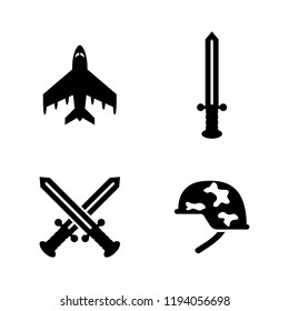Military Weapons. Simple Related Vector Icons Set for Video, Mobile Apps, Web Sites, Print Projects and Your Design. Military Weapons icon Black Flat Illustration on White Background.
