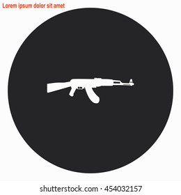 Military web icon. Gray circle button with white illustration.
