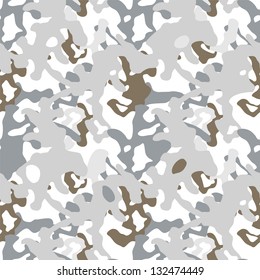 Military winter woodland white camouflage seamless pattern, vector